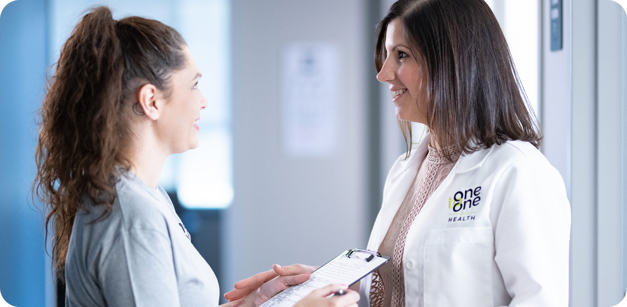 One to One Health mobile interface displayed on Daisy Health page